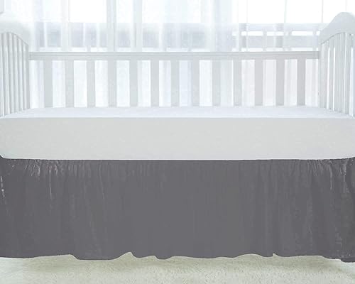 Miniatura 3 de High Kotton Falda de cama para cuna, 100% algodón egipcio, 800 hilos, falda de cama para cuna de bebé, niños y niñas, 8 pulgadas de caída, gris