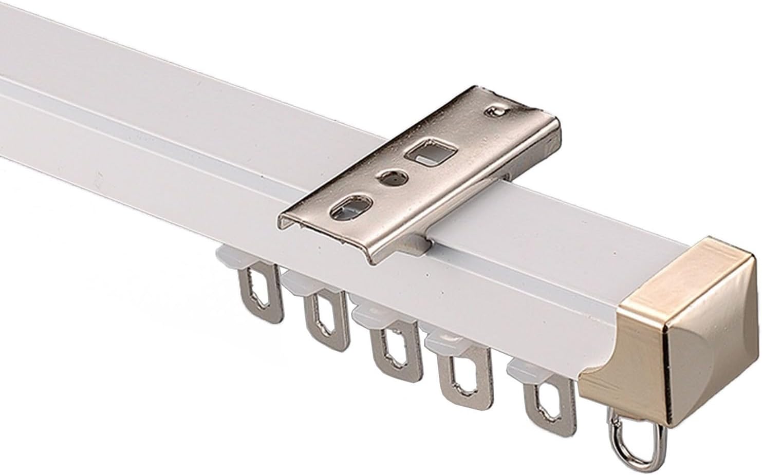 Curtain Poles Aluminium Curtain Rail 1-6m Ceiling Curtain Track Curtain Rods for Room Divider Ceiling or Wall Mount Curtain Rail Set with Roller,A-Ceiling Mount-2m(2 * 1m)