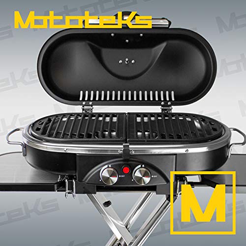 Mototeks, Inc. Portable BBQ Grill Propane Matchless Lighting Foldable CART for Camping Outdoor (Black)