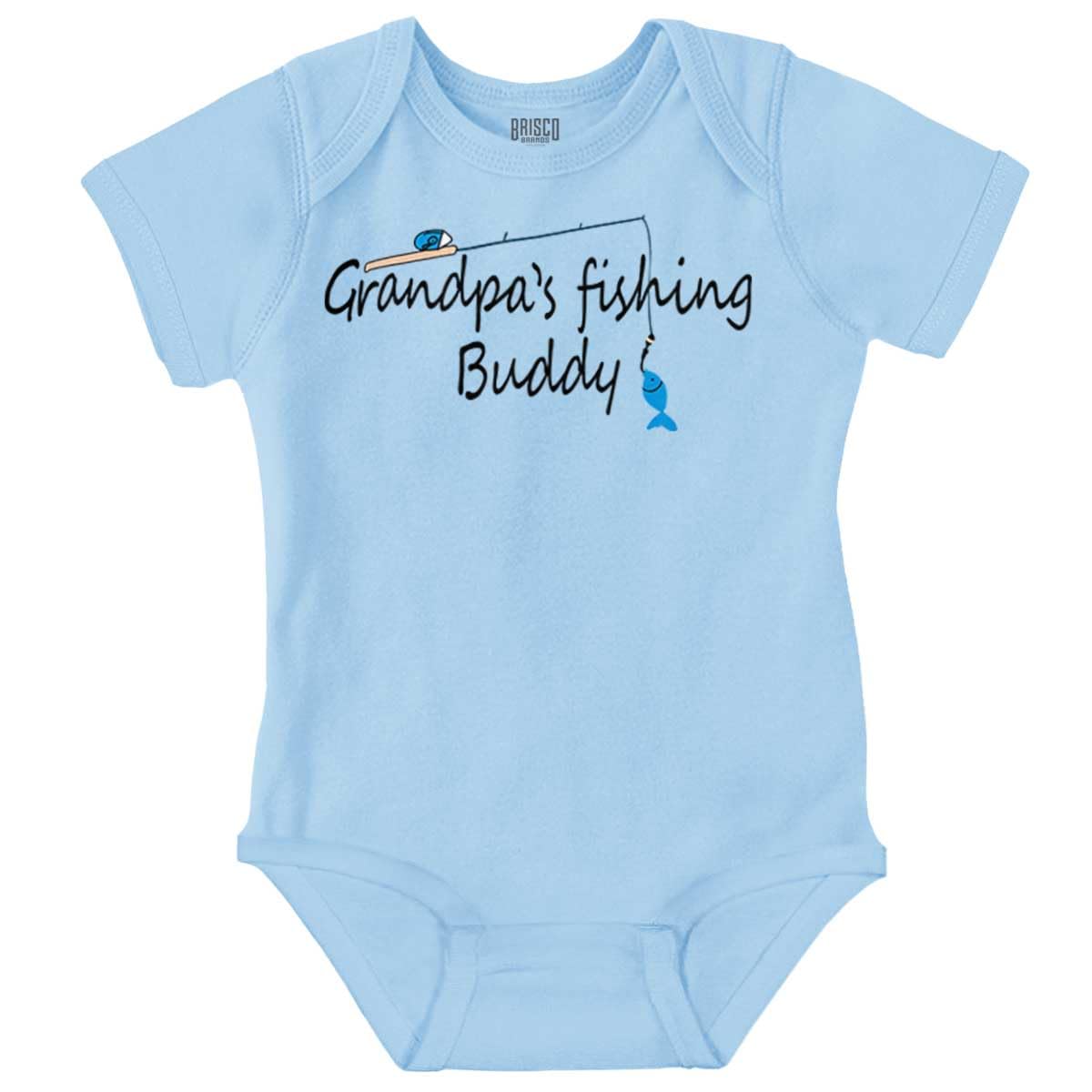 Brisco Brands Grandpa Fishing Buddy Grandchild Cute Baby Romper Boys or Girls