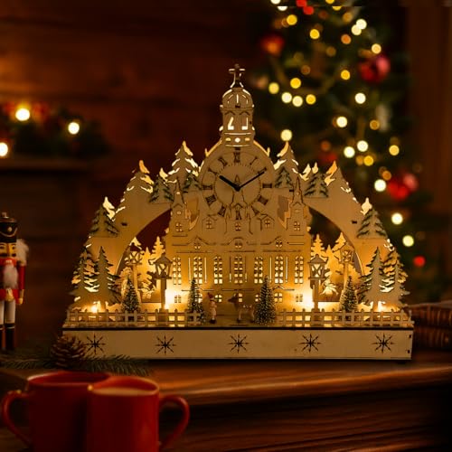 abc HOME | Schwibbogen | 14 LEDs | Uhr | batteriebetrieben