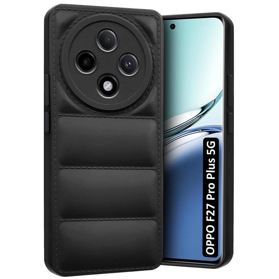 Fashionury Back Cover for Oppo F27 Pro Plus 5G | Matte Soft Case | Compatible for Oppo F27 Pro Plus 5G Back Cover | Liquid Silicon Puff Case for Oppo F27 Pro Plus 5G with Camera Protection | (Black) (B0D8JMTR42) Amazon Price History, Amazon Price Tracker