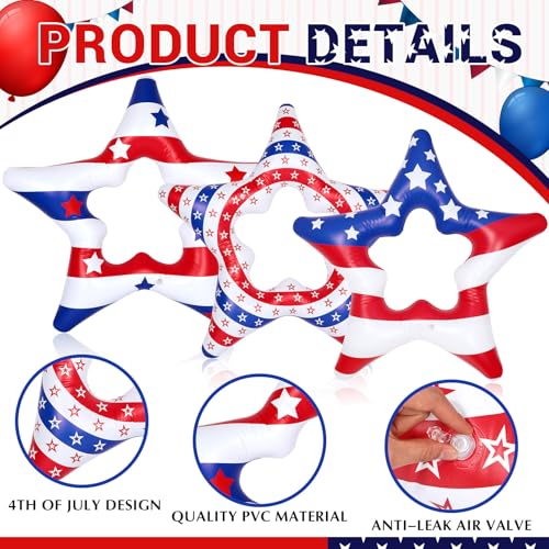 VercanMonth 6 Pcs Patriotic 4th of July Pool Floats 35In Red White Blue by VercanMonth - Used condition - Image 3