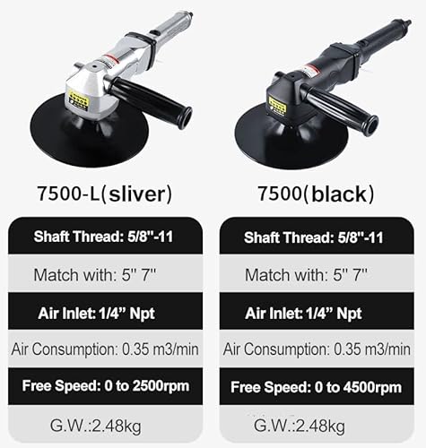 7-Inch Pneumatic Sander Heavy Duty Wet Air Sander/Polisher,Lightweight At 5.47 Lbs,Adjustable Speed Up To 2500Rpm Pneumatic Polisher Hand Sanding Tool #TOP7