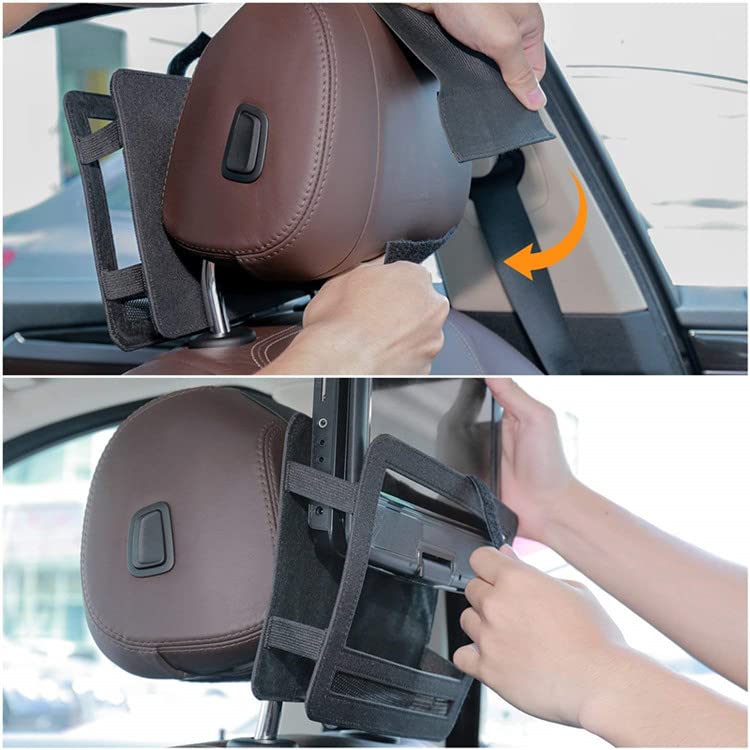 Support Lecteur DVD Portable pour Appui-tête de Voiture avec Sangles, 7"/9"/10" - Noir (10in)