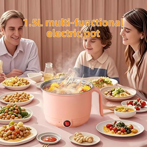 Image of Electric Mini Cooking Pot, 1.5L, Non-Stick Interior Multipurpose Electric Kettle with Ceramic Coating 1.2L|Boil, Steam, Fry, Saute|Multi Cooker kettle for Water,Milk,Egg, Tea,Soup,Coffee