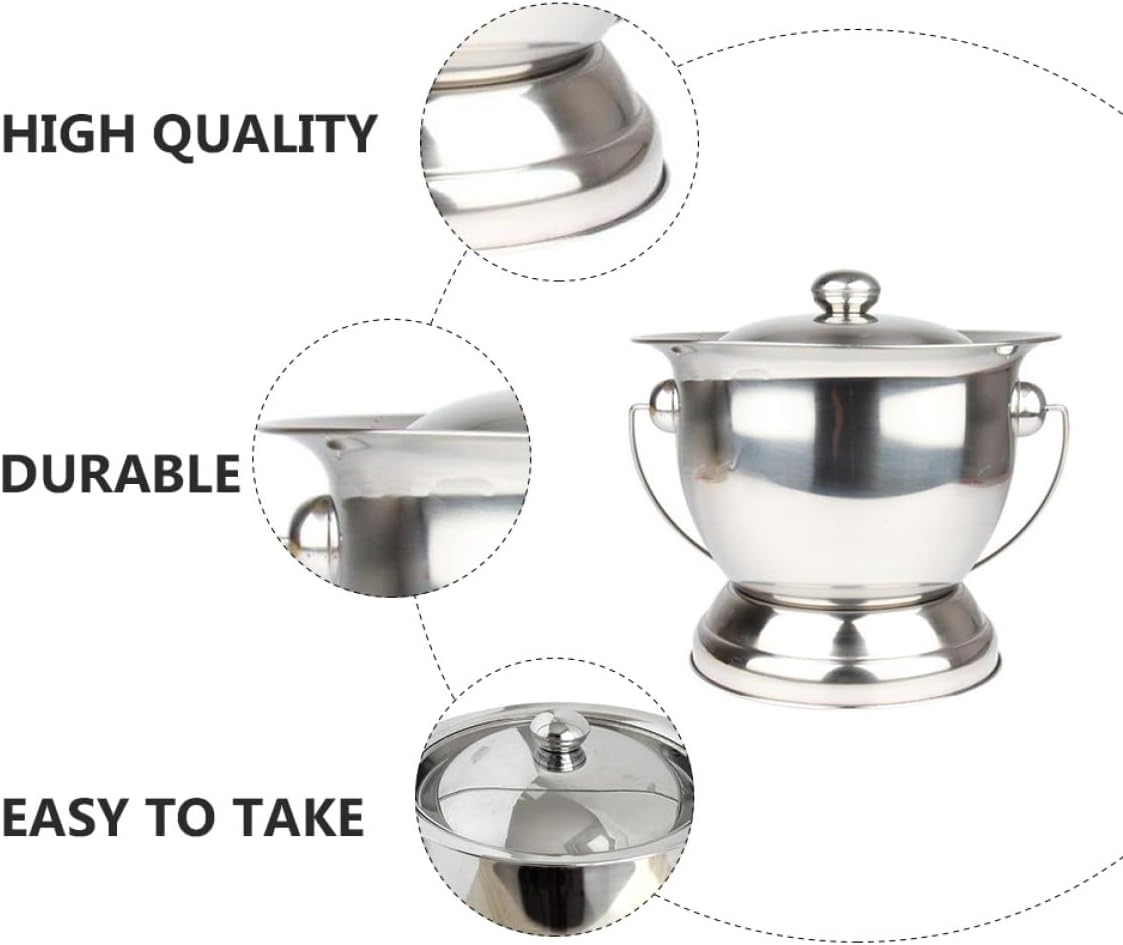Stainless Steel Chamber Pot with Lid Portable Urinal Bucket for Adults Elderly and Home Use Bedside Urinal Toilet Aid