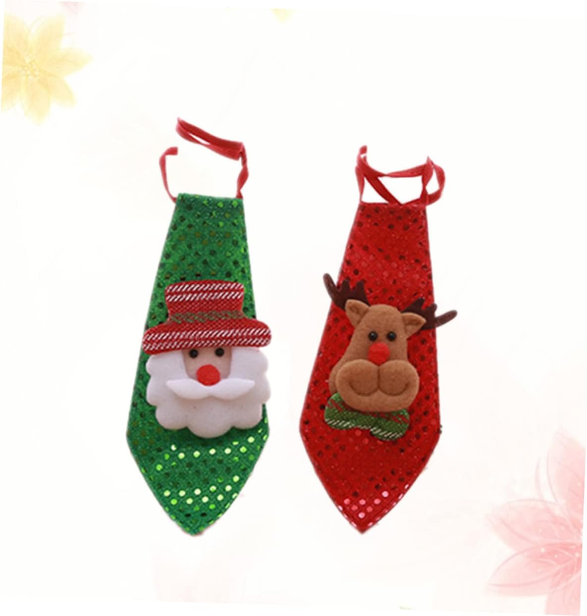 COLLBATH Christmas Necktie Sequins Boys Santa Tie Festive Decor for Christmas Tree and Home