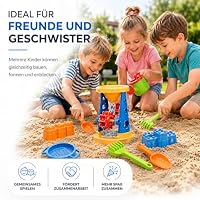 TK Gruppe Timo Klingler Sandspielzeug Set - Sandkastenspielzeug - mit Diversen Formen, Sieben, Rechen, Schaufel für Sandkasten & Sandförmchen für Jungen & Mädchen (9 Teilig mit Mühle) – Ansicht 6