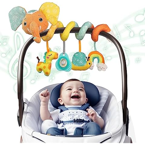 EverLove Spiral Car Seat Toys - Hanging Toys - Stroller Toys for Babies - Best Gift for 0 3 6 9 12 Months Baby (Colorful Elephant) Cover