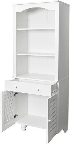 Miniatura 3 de Armario de almacenamiento de despensa con 2 estantes ajustables abiertos, encimera espaciosa, cajón profundo y gabinete, elegante pata cónica y