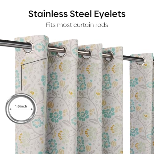 Image of haus & kinder Digital Printed Cotton Window Curtains 5 Feet Long Pack of 2 Window Curtains, 5 Feet Curtains for Window (Rosaline, Multi 130x152 CM)