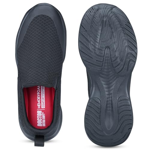 Image of DOCTOR EXTRA SOFT Men's Running & Walking Shoes| Lightweight Comfortable Slip-On Sports Sneakers, Memory Foam Cushion, Breathable Mesh, Anti-Slip Flexible Gym Training Gents Boys D-2011