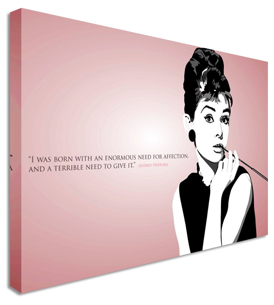 Audrey Hepburn Quote Pink - Canvas Wall Art Picture – Medium 12x16 inches