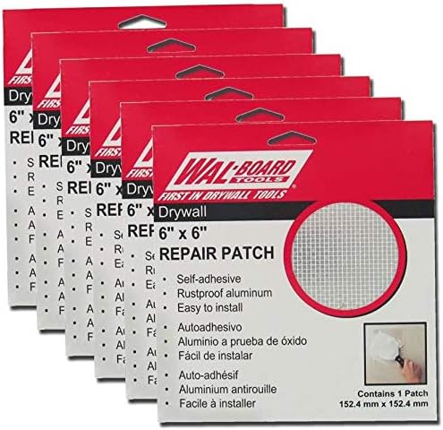 6-Pack Wal-Board Drywall Repair Patch - 4" x 4" Self Adhesive Mesh w/Aluminum Backing