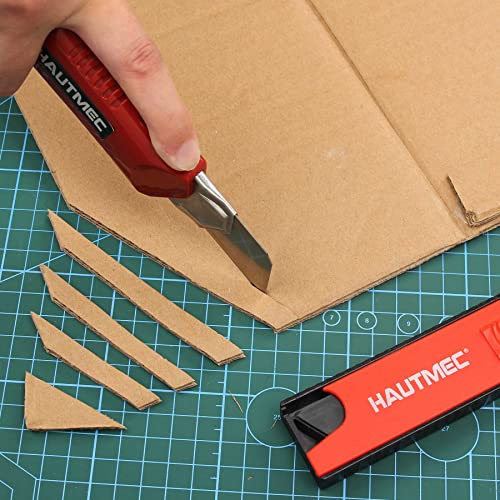 Hautmec 25Mm Extra Heavy-Duty Utility Knife With 10Pcs Blades Set, Snap-Off Retractable Box Cutter, Auto-Lock Mechanism, Sturdy Body Ht0095-Kn #TOP5