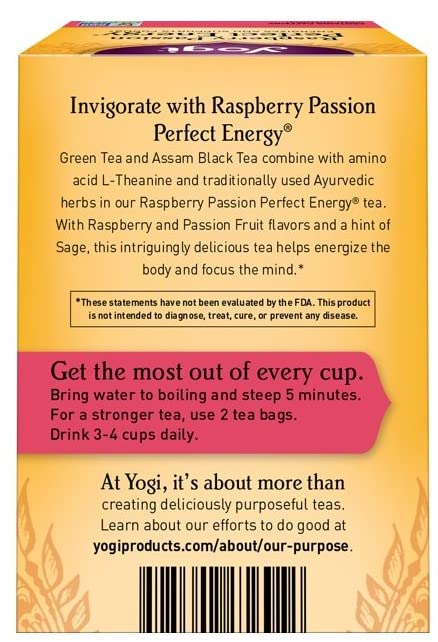 Yogi Tea, Raspberry Passion Perfect Energy, 16 Count