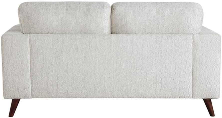 Pemberly Row Mid-Century Chenille Loveseat, Silver Cloud Finish, Faux Wood Legs, 2 Decorative Pillows, Reversible Cushions, High-Density Foam Comfort, 300 lbs Per Seat Capacity, Living Room or