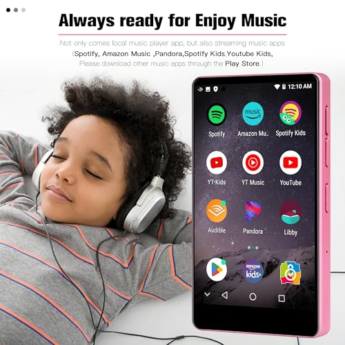 Leitor de MP3 Infantil com Controle Dos Pais,Spotify Kids,Spotify,YouTube,Leitor de Música IPS MP4 d