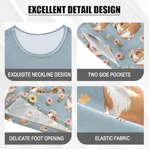 senya Cute Capybara Flower Summer Pajamas Set Short Cotton Sleepwear 2 Piece4