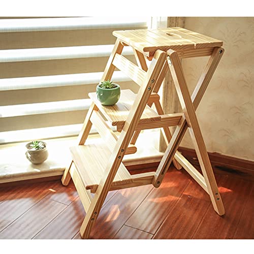 Taburete plegable de madera convertible en estantería de biblioteca 5