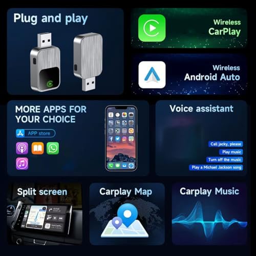 Adaptador Android Auto inalámbrico 2 en 1 con conexión USB automática 4
