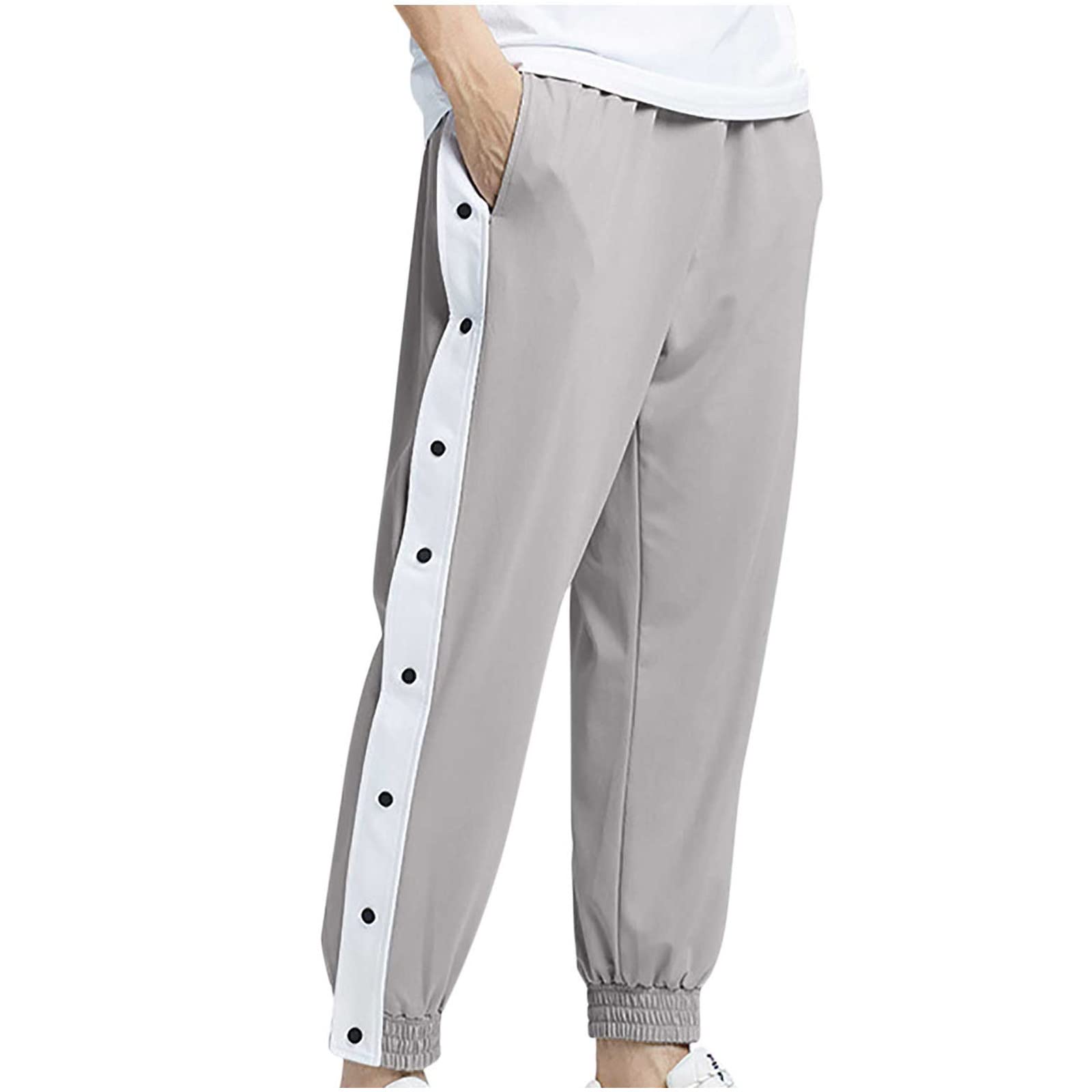 Sweatpants for Men Causal Stretch Athletic Trousers Outdoor Fashion Solid Buttoned Breathable Beam Feed Pant