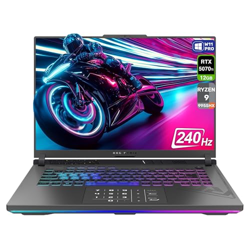ASUS ROG Strix G16 Gaming Laptop, AMD Ryzen 9-9955HX, 32 GB DDR5 RAM, 2 TB PCIe SSD, 16' 2.5K (2560x1600) Display, Nvidia G-Force RTX 5070Ti, Backlit Chiclet Keyboard RGB, W11 Pro, Eclipse Gray