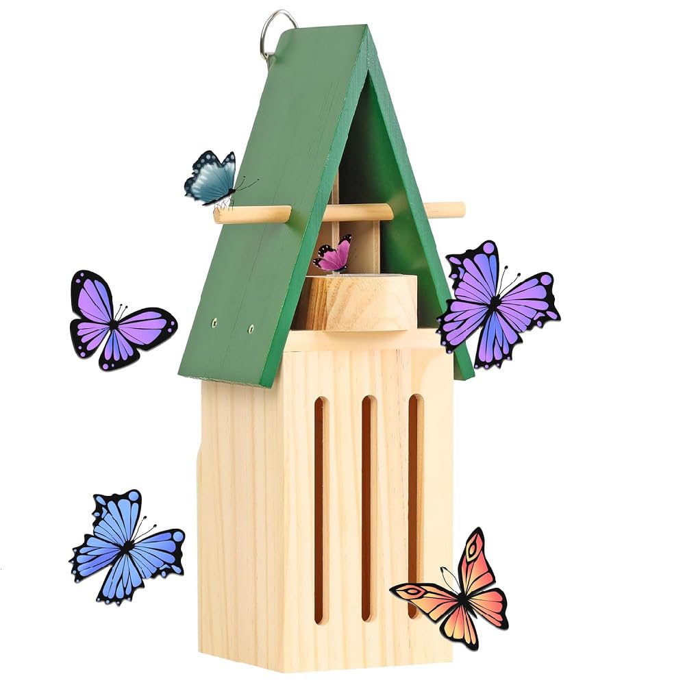 Haus und Futterspender for draußen, Holzhaus for den Garten, natürlicher Lebensraum mit Pfütze auf dem Boden oder for Aufhängen an Einer Baumwand/1074