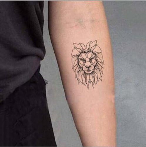 Set of 5 Waterproof Temporary Fake Tattoo Stickers Grey Lion Vintage Cool