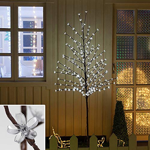 VINGO LED arbre fleur de cerisier 180cm|blanc|Arbre lumineux de décoration de Noël 200 LED IP44 pour base métallique intérieure et extérieure stable Cover