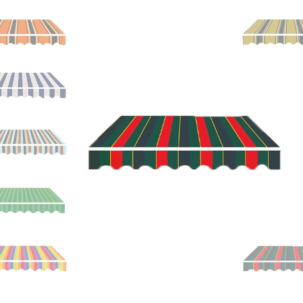 Bâche de rechange pour auvent à rayures 5,5x3,0m et bâche store banne extérieur rouge