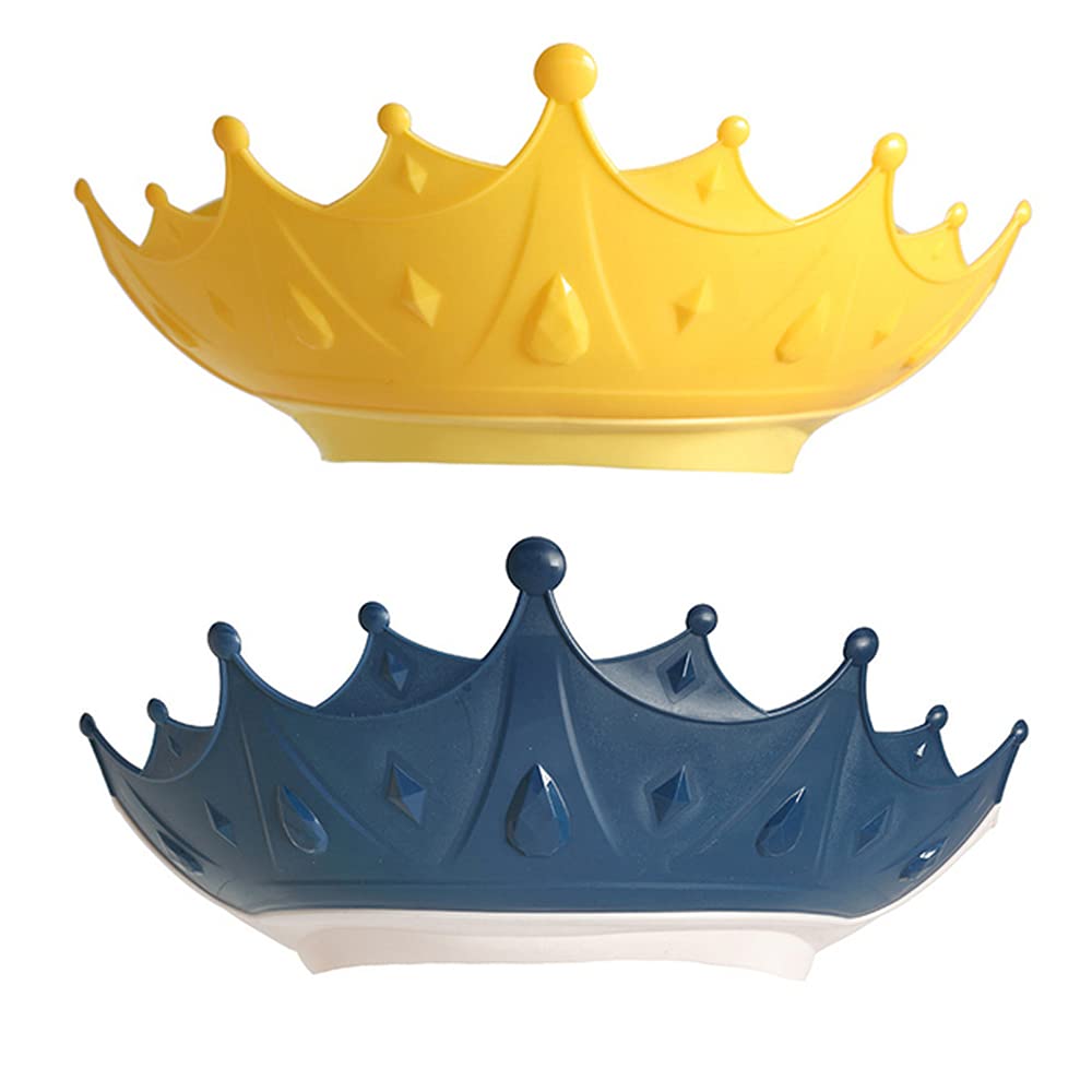 2 piezas lindo forma de corona bebé ajustable impermeable gorro de ducha para lavar el cabello protección auditiva infantil seguro niños champú escudo baño cabeza cubierta