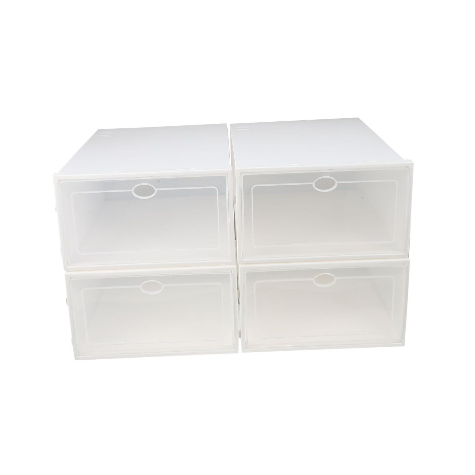 Scatola Porta Scarpe in Plastica Trasparente Bianca 4 Pezzi