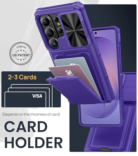Image of SSLOTSCASE for Samsung Galaxy S26 Ultra Case with Credit Card Holder & Stand & Slide Lens Cover & Kickstand, Multi-Functional Wallet Sturdy Protective Phone Case Cover for S26 Ultra 6.9 inch 2026, Violet