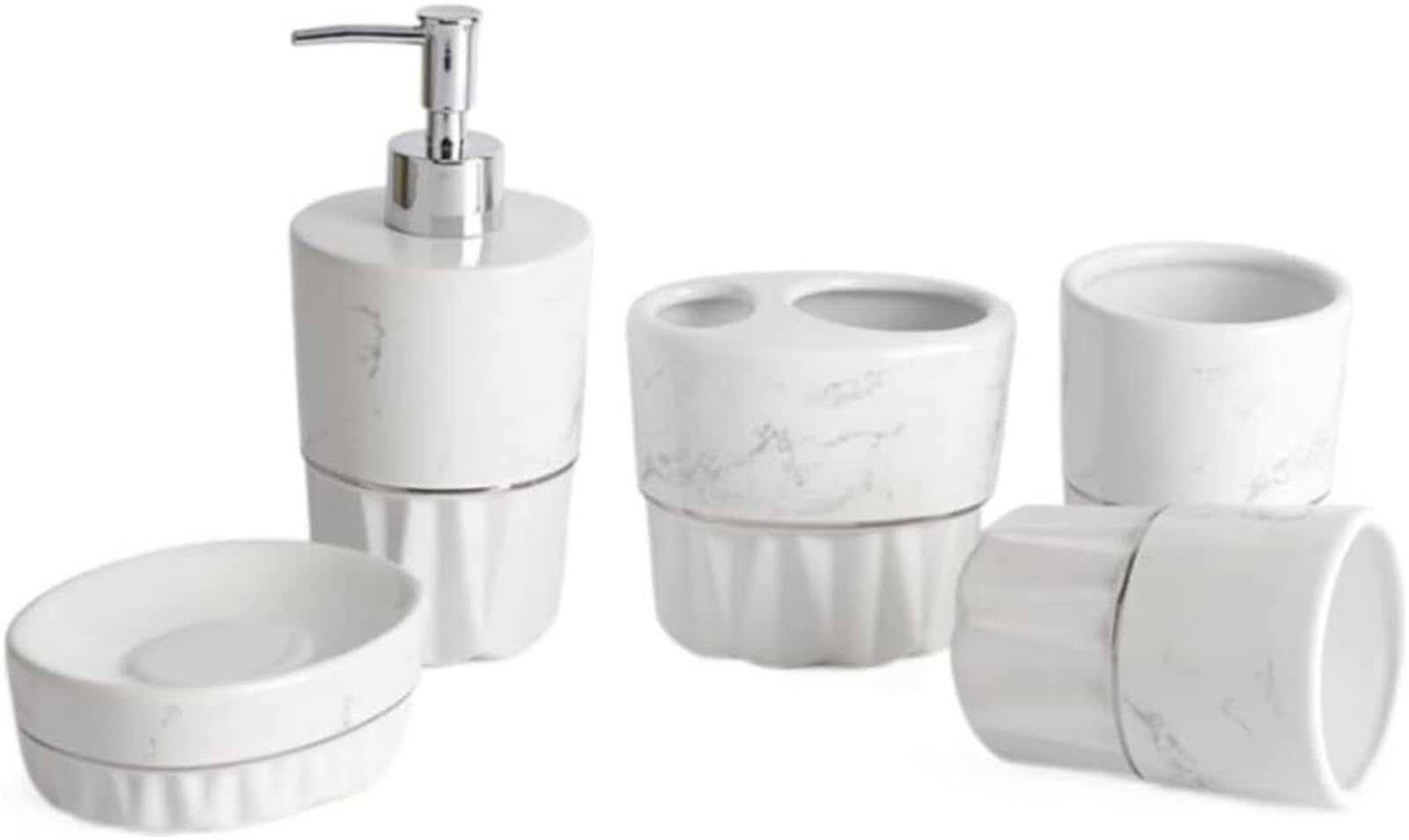 Dozownik do balsamu, zestawy akcesoriów łazienkowych, dozownik, zestaw 5-częściowy, ceramiczne marmurkowe, hotel, prosty styl, artykuły gospodarstwa domowego, mieszkanie