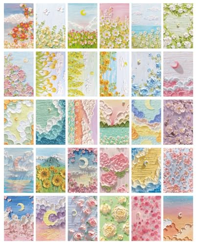 ZPPLD Postkarten Set 30pcs,Postkarten Vintage,Postkarten Blumen,ölgemälde Postkarte,Postkarten Kinder,grußkarten, Thema Liebe Freundschaft,Romantische Karten