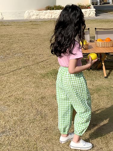Image of BINIDUCKLING Toddler Pull Up Loose Gingham Girls Pants