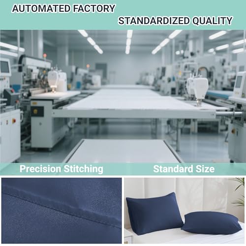 ZPECC Navy Pillow Cases King Size Set of 4, 20x36 Envelope Closure Pillowcases, Soft Plain Brushed Microfiber Covers Hypoallergenic Breathable