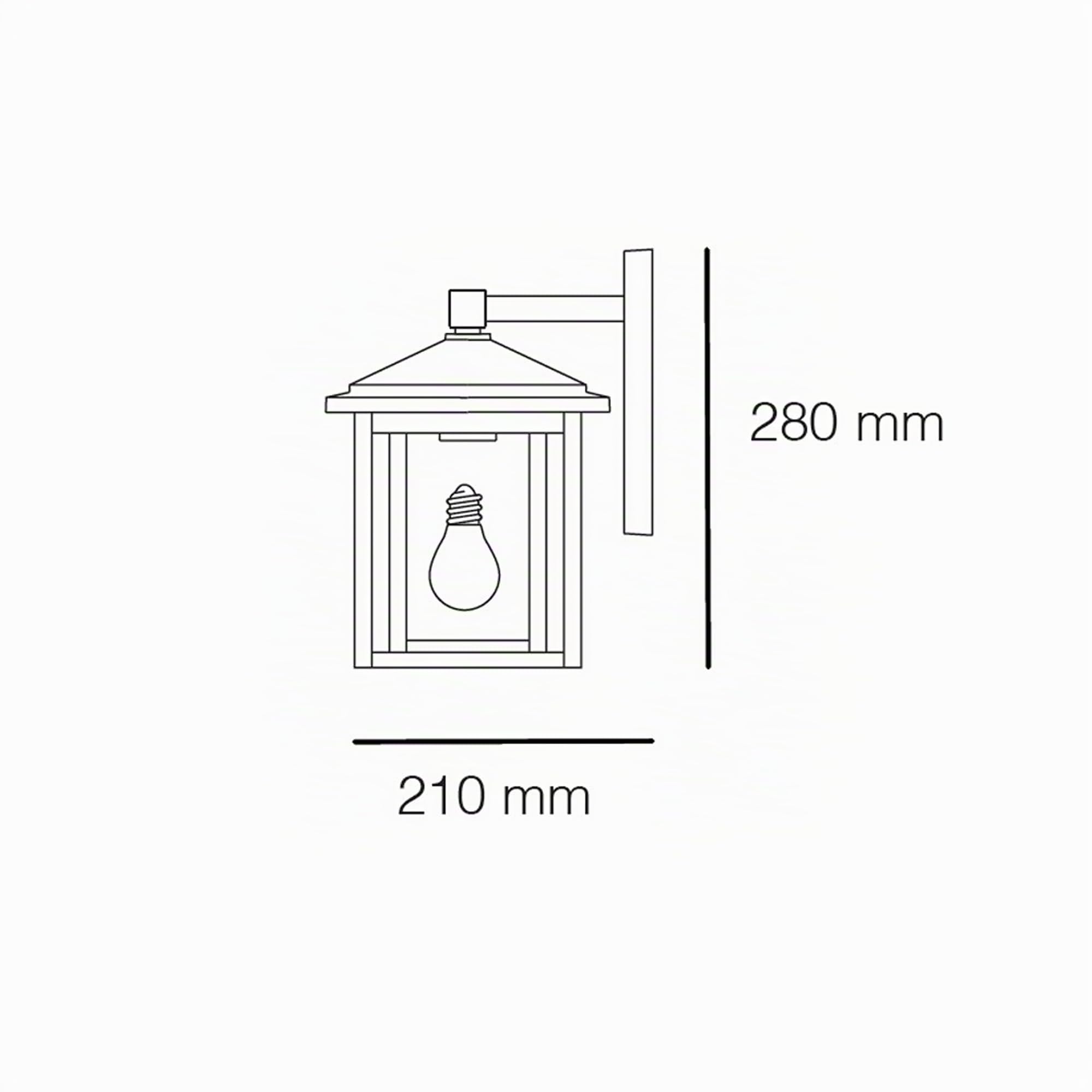 wonderlamp - Aplique de pared exterior Avenida, 1xE27, Máx. 60 W, IP 23, Aplique Vintage, forma de Farol con cristal, Negro