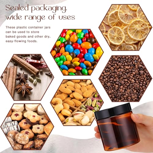 Image of Patelai 4 Pcs Plastic Jars Wide Mouth with Lids,8 Ounce,Amber