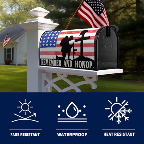 image for Dacawin Memorial Day Mailbox Cover Patriotic American Stripes Stars Fr