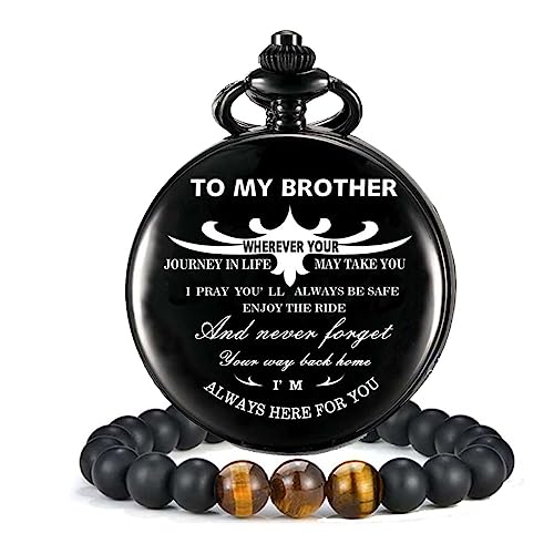 Image of Engraved Pocket Watch for Brother Birthday Anniversary Meaningful Year Gifts for Brother