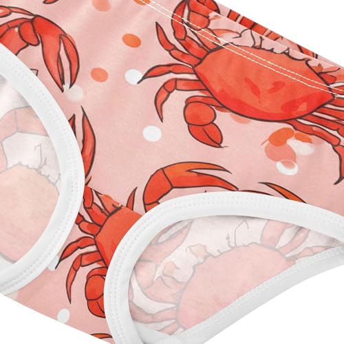 Toddler Girls Underwear 2t Cotton Girl Panties Cute Cartoon Underpants Briefs Red Crabs Claws Shells4