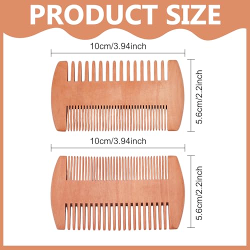 Peine doble de madera durazno 4 piezas Macramé miniatura 2