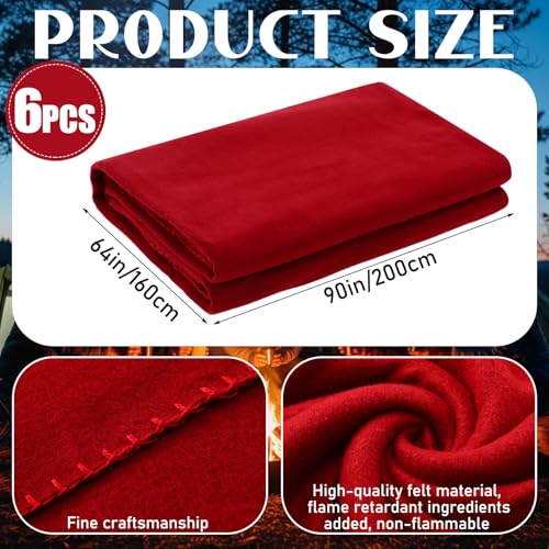 Tudomro 6 Pcs 64 x 90 Fire Retardant Blankets First Aid Red Warm Fire Retardant Blanket for Outdoors Camping Stadium Picnics Travel - Image 3