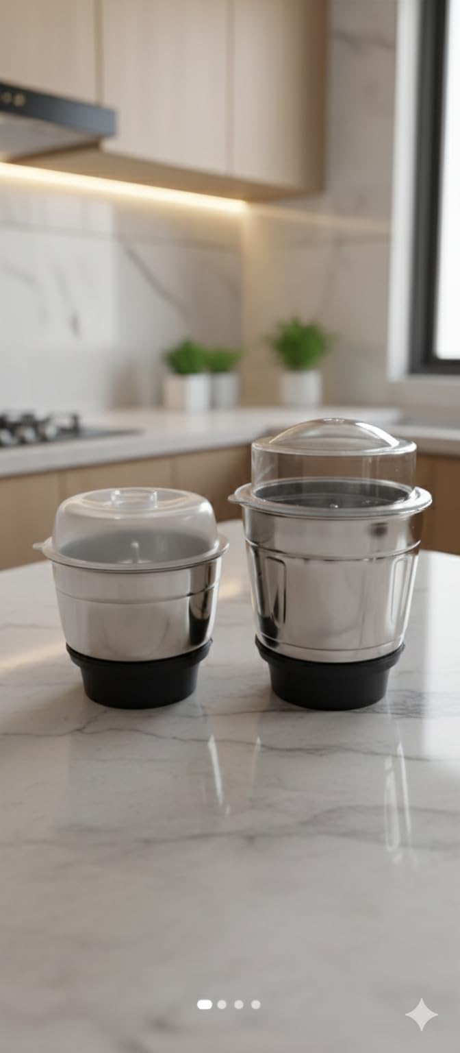 Stainless Steel Coffee Jar Chutney Jar Combo for Precision Grinding 300 ml & 500 ml Suitable for All Mixer Grinder Efficient Blade with Sharp Cutting Edge Pack of 2-image-44
