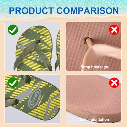 Men's Flip Flops – Quick-Dry, Non-Slip Lightweight Sandals for Beach, Pool, Summer & Outdoor Activities (Dark Green)3