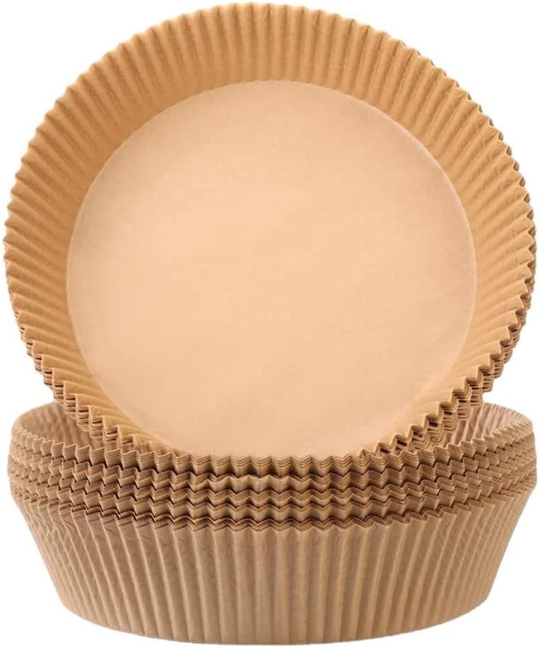 Disposable round air Fryer liner for 5-8 quart baskets, non-bleached food grade parchment liner Non-stick parchment liner for air fryers and baking cooking -100 pieces