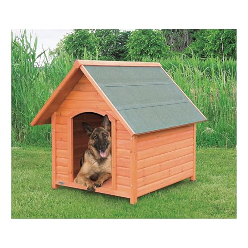 TRIXIE wetterfestes und frei justierbares Hundehaus'natura Hundehütte Cottage Satteldach, L: 96 × 105 × 112 cm, braun'- 39533